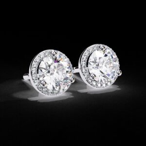 Classic Halo Round-Cut Diamond Stud Earrings Made In 18 14/10KT Gold Studded With Certified Lab Diamond For The Anniversary And Wedding Gift