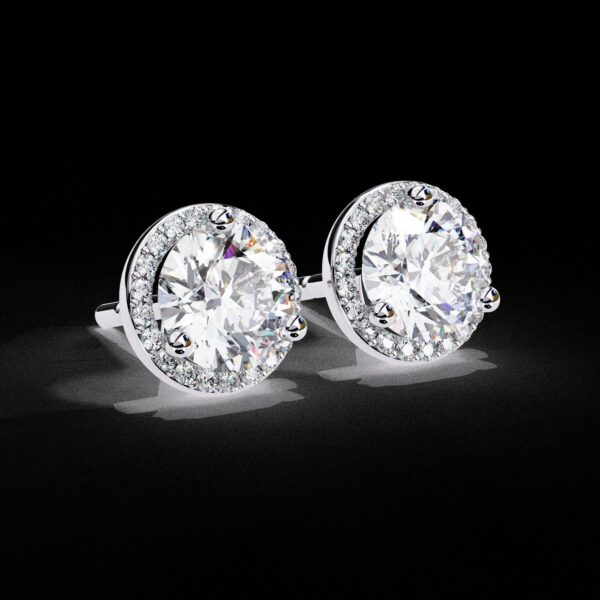 Classic Halo Round-Cut Diamond Stud Earrings Made In 18 14/10KT Gold Studded With Certified Lab Diamond For The Anniversary And Wedding Gift