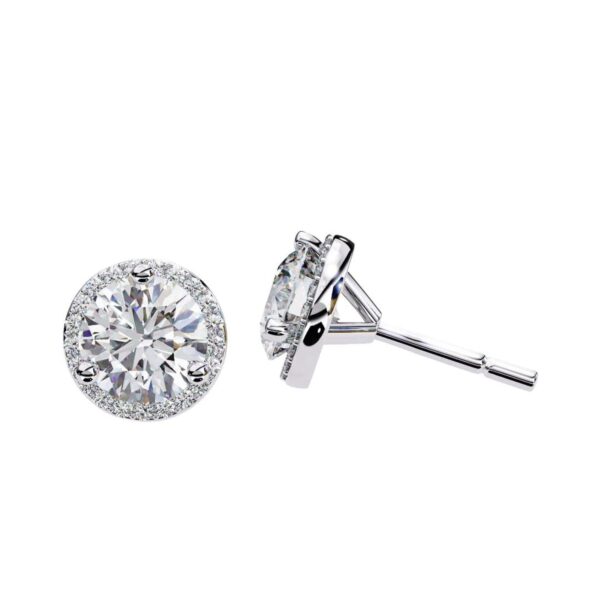 Classic Halo Round-Cut Diamond Stud Earrings Made In 18 14/10KT Gold Studded With Certified Lab Diamond For The Anniversary And Wedding Gift
