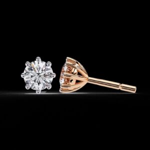 Classic 8-Prong Solitaire Round Diamond Stud Earrings Made In 18/14/10 KT Gold Studded With Certified Lab Diamonds For The Anniversary Gift