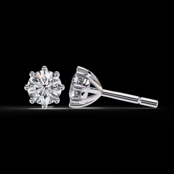Classic 8-Prong Solitaire Round Diamond Stud Earrings Made In 18/14/10 KT Gold Studded With Certified Lab Diamonds For The Anniversary Gift