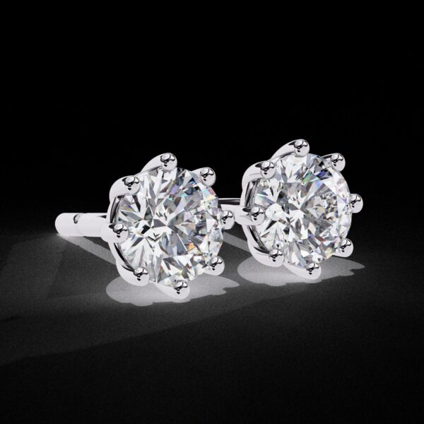 Classic 8-Prong Solitaire Round Diamond Stud Earrings Made In 18/14/10 KT Gold Studded With Certified Lab Diamonds For The Anniversary Gift