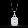 Emerald-Cut Halo Diamond Pendant Made In 18 / 14 / 10 KT Gold Embellished With Certified Lab Diamonds For The Anniversary Gift For Her