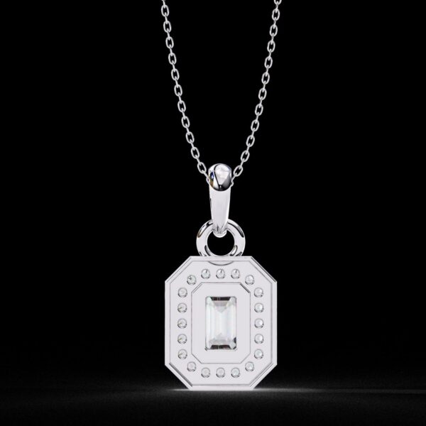Emerald-Cut Halo Diamond Pendant Made In 18 / 14 / 10 KT Gold Embellished With Certified Lab Diamonds For The Anniversary Gift For Her