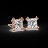 Elegant Princess-Cut Stud Earrings Made In 18 / 14 / 10 KT Gold Studded With Certified Lab Diamond For The Anniversary And Wedding Gift