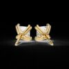 Elegant Princess-Cut Stud Earrings Made In 18 / 14 / 10 KT Gold Studded With Certified Lab Diamond For The Anniversary And Wedding Gift