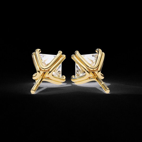 Elegant Princess-Cut Stud Earrings Made In 18 / 14 / 10 KT Gold Studded With Certified Lab Diamond For The Anniversary And Wedding Gift