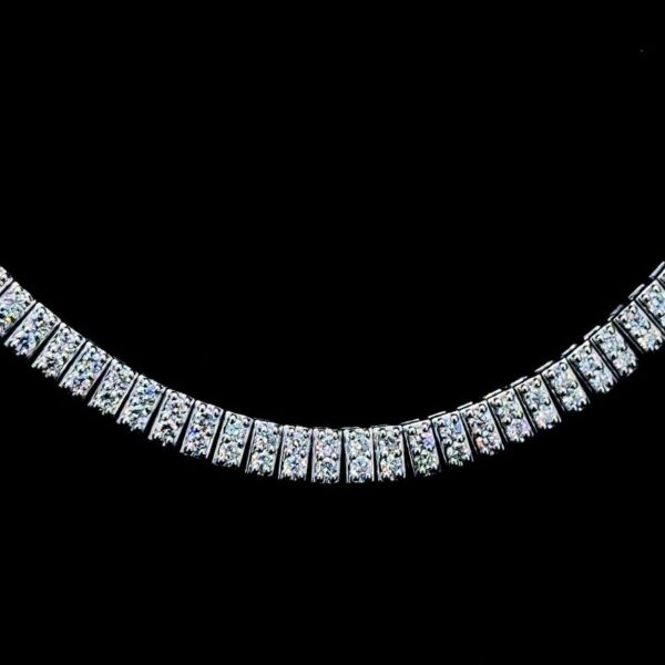 Luxury Round Cut 5 MM Tennis Chain Made In 925 Sterling Silver Studded With Shinny Moissanite Diamonds For The Birthday Gift , Unisex Chain