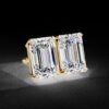 Classic Emerald Cut Earrings Made In 18 / 14 / 10 KT Gold Embellished With Certified Lab Diamonds For The Anniversary And Wedding Gift