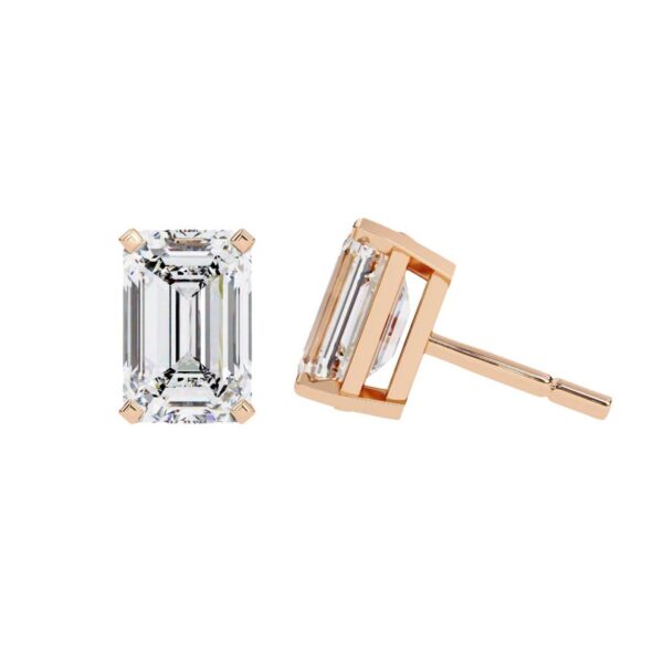 Classic Emerald Cut Earrings Made In 18 / 14 / 10 KT Gold Embellished With Certified Lab Diamonds For The Anniversary And Wedding Gift