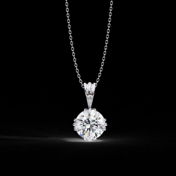 Elegant Round-Cut Solitaire Pendant Made In 18 / 14 / 10 KT Gold Embellished With Certified Lab Diamonds For The Anniversary Gift For Her