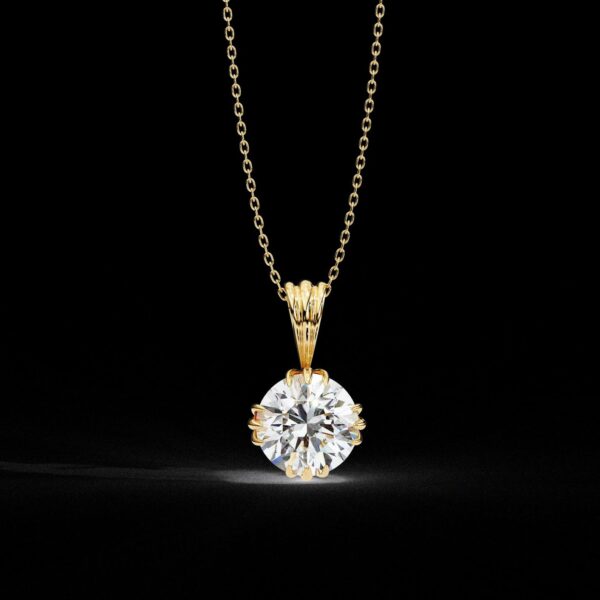 Elegant Round-Cut Solitaire Pendant Made In 18 / 14 / 10 KT Gold Embellished With Certified Lab Diamonds For The Anniversary Gift For Her