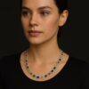 Multi Color Stone Diamond Necklace Made In 925 Sterling Silver Embellished With Shinny Moissanite Diamond For Birthday And Anniversary Gift