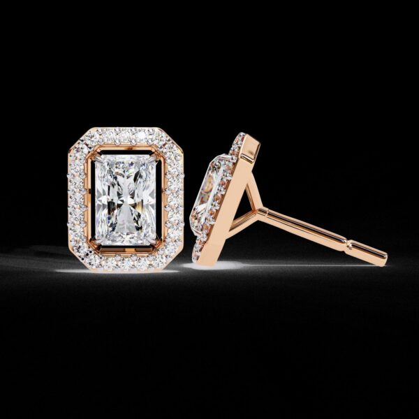 Elegant Radiant -Cut Diamond Hoop Earrings Made In 18/14/10 KT Gold Studded With Certified Lab Diamonds For The Anniversary And Wedding Gift