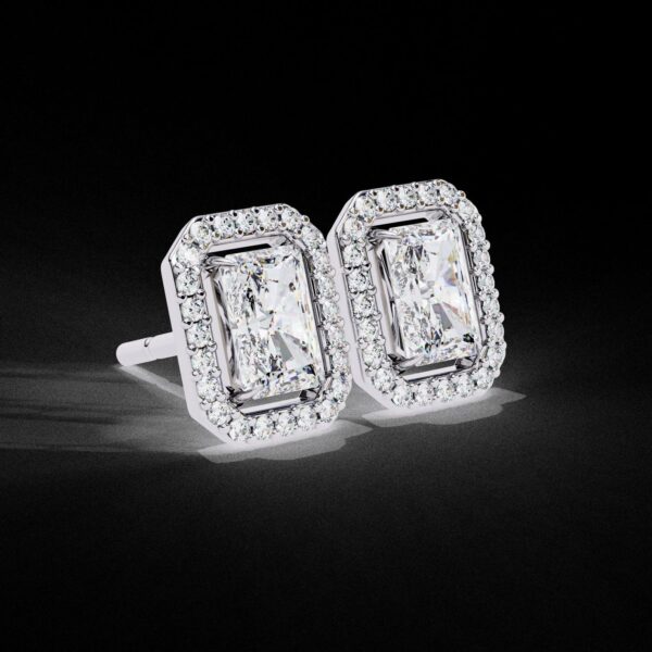 Elegant Radiant -Cut Diamond Hoop Earrings Made In 18/14/10 KT Gold Studded With Certified Lab Diamonds For The Anniversary And Wedding Gift