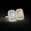 Elegant Radiant -Cut Diamond Hoop Earrings Made In 18/14/10 KT Gold Studded With Certified Lab Diamonds For The Anniversary And Wedding Gift