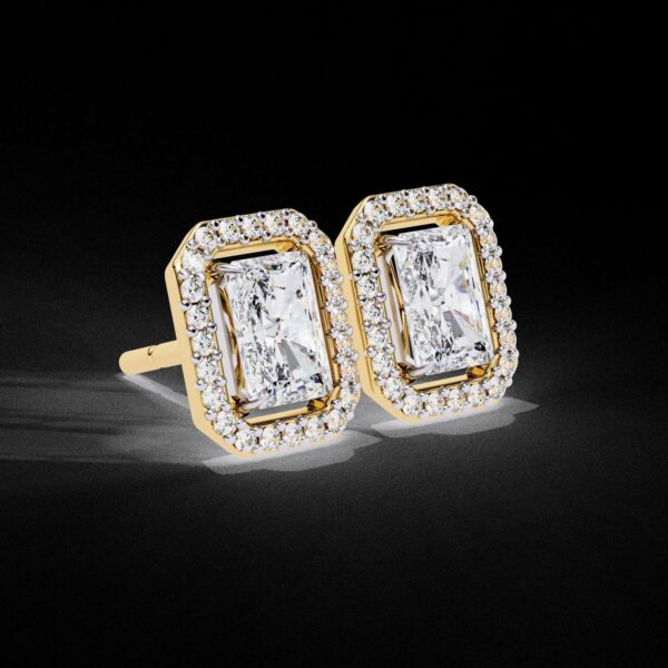 Elegant Radiant -Cut Diamond Hoop Earrings Made In 18/14/10 KT Gold Studded With Certified Lab Diamonds For The Anniversary And Wedding Gift