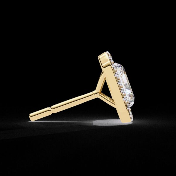 Elegant Radiant -Cut Diamond Hoop Earrings Made In 18/14/10 KT Gold Studded With Certified Lab Diamonds For The Anniversary And Wedding Gift