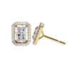 Elegant Radiant -Cut Diamond Hoop Earrings Made In 18/14/10 KT Gold Studded With Certified Lab Diamonds For The Anniversary And Wedding Gift
