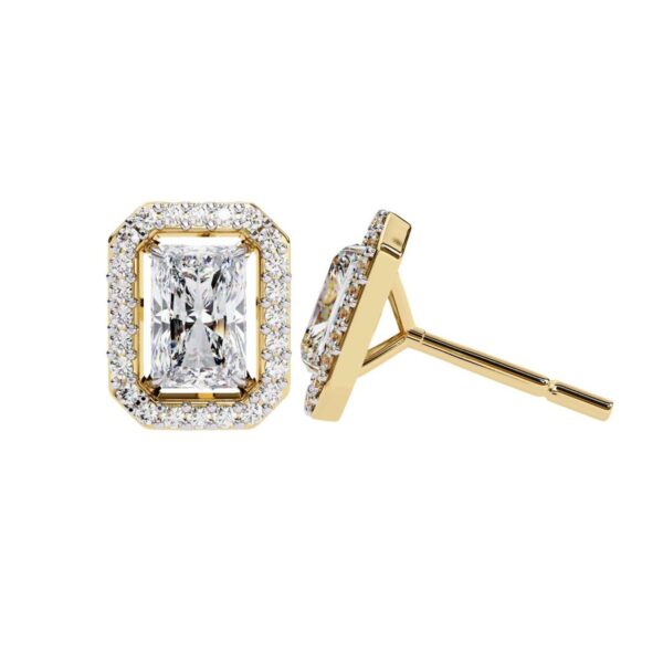 Elegant Radiant -Cut Diamond Hoop Earrings Made In 18/14/10 KT Gold Studded With Certified Lab Diamonds For The Anniversary And Wedding Gift