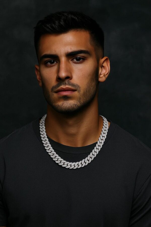 Iced Out 12 mm Miami Cuban Link Chain Made In 925 Sterling Silver Embellished With Shinny Moissanite Diamonds Available In Different Length