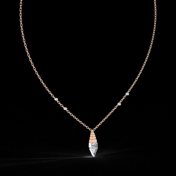 Beautiful Cone & Triangle Pendant Made In 18 / 14 /10K T Gold Embellished With Certified Lab Diamond For The Anniversary Gift For Her