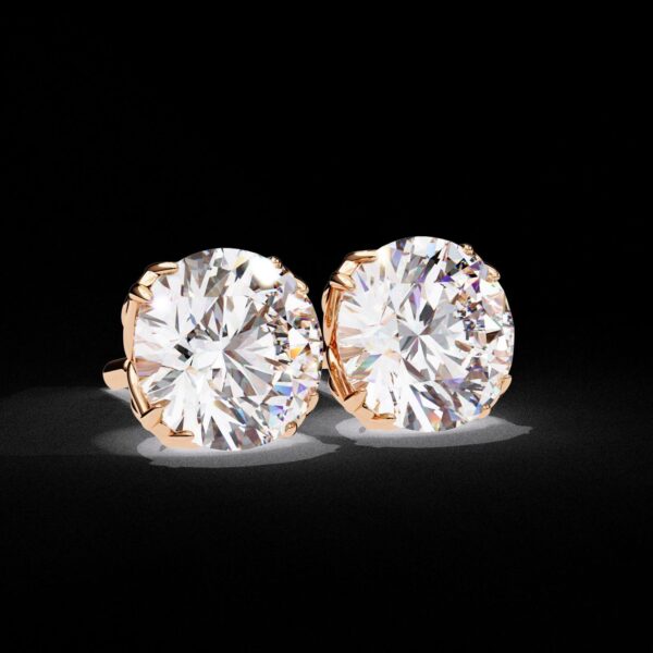 Classic Round Diamond Stud Earrings Made In 18 / 14 / 10 KT Gold Studded With Certified Lab Diamond For The Anniversary And Wedding Gift