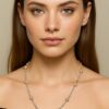Beaded Iced Out Diamond Necklace Made In 925Sterling Silver Studded With Shinny Moissanite Diamond For Birthday And Anniversary Gift For Her
