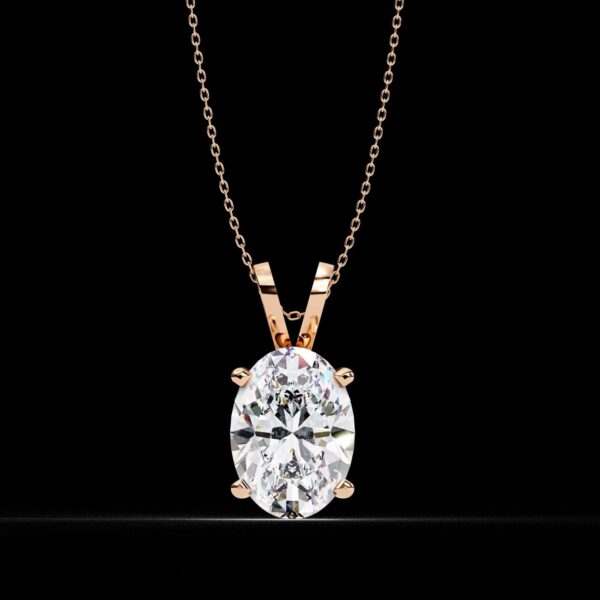Elegant Oval-Cut Solitaire Diamond Pendant Made In 18/14/10 KT Gold Embellished With Certified Lab Diamonds For The Anniversary Gift For Her
