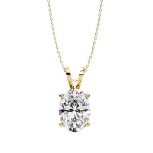 Elegant Oval-Cut Solitaire Diamond Pendant Made In 18/14/10 KT Gold Embellished With Certified Lab Diamonds For The Anniversary Gift For Her