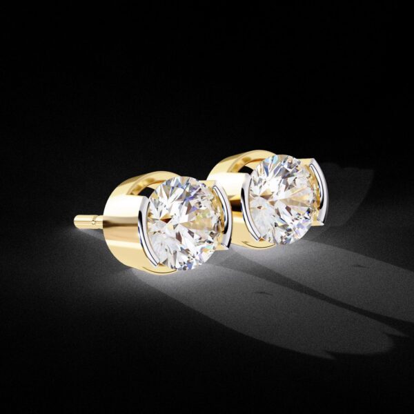 Rose Gold Round Diamond Stud Earrings Made In 18 / 14 / 10 KT Gold Studded With Certified Lab Diamond For The Anniversary And Wedding Gift