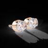 Rose Gold Round Diamond Stud Earrings Made In 18 / 14 / 10 KT Gold Studded With Certified Lab Diamond For The Anniversary And Wedding Gift