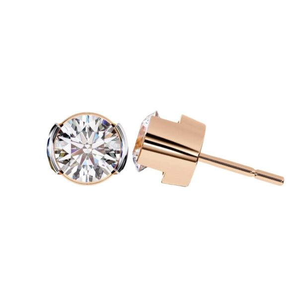 Rose Gold Round Diamond Stud Earrings Made In 18 / 14 / 10 KT Gold Studded With Certified Lab Diamond For The Anniversary And Wedding Gift