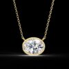 Oval Solitaire Lab-Grown Diamond Pendant Made In 18/14/10 KT Gold Embellished With Certified Lab Diamonds For The Anniversary Gift For Her