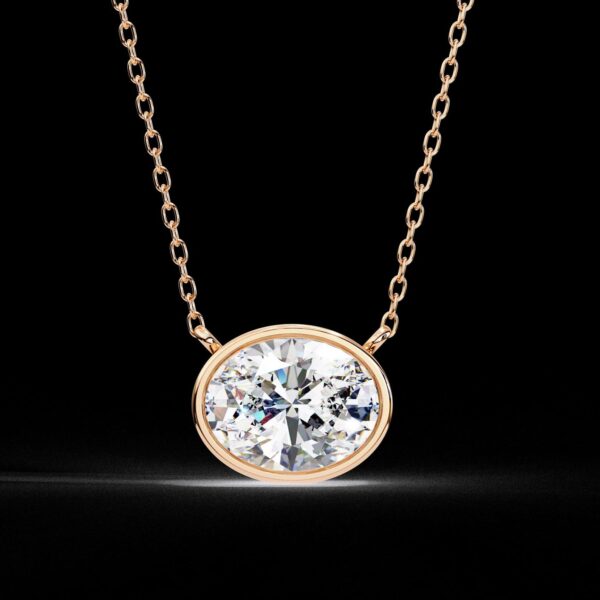 Oval Solitaire Lab-Grown Diamond Pendant Made In 18/14/10 KT Gold Embellished With Certified Lab Diamonds For The Anniversary Gift For Her