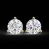 Classic 3-Prong Round Diamond Stud Earrings Made In 18/14/10 KT Gold Studded With Certified Lab Diamond For The Anniversary And Wedding Gift