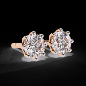 Classic Round Diamond Stud Earrings Made In 18 / 14 / 10 KT Gold Studded With Certified Lab Diamond For The Anniversary And Wedding Gift
