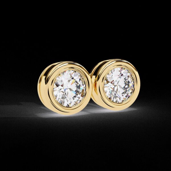 Bezel-Set Round Diamond Stud Earrings Made In 18 / 14 / 10 KT Gold Studded With Certified Lab Diamonds For The Anniversary And Wedding Gift