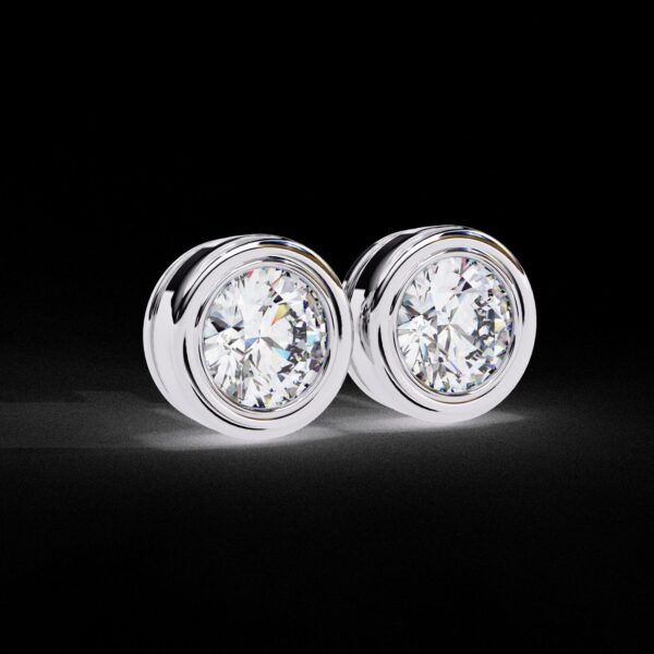 Bezel-Set Round Diamond Stud Earrings Made In 18 / 14 / 10 KT Gold Studded With Certified Lab Diamonds For The Anniversary And Wedding Gift