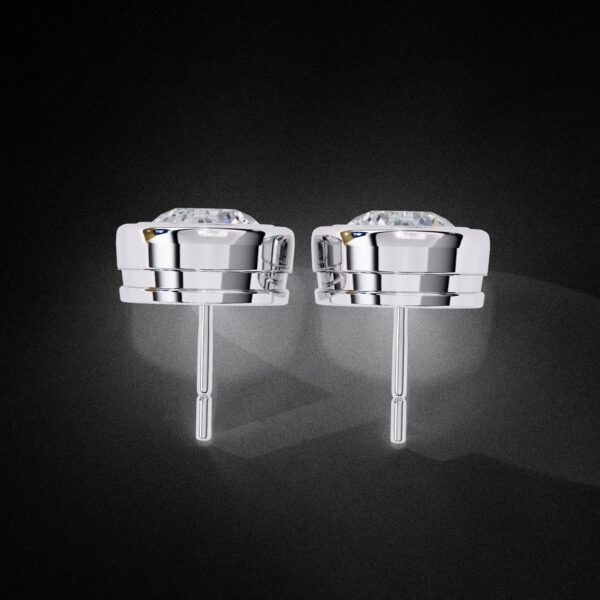 Bezel-Set Round Diamond Stud Earrings Made In 18 / 14 / 10 KT Gold Studded With Certified Lab Diamonds For The Anniversary And Wedding Gift