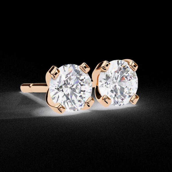 Rose Gold Round Cut Diamond Stud Earrings Made In 18/14/10 KT Gold Studded With Certified Lab Diamonds For The Anniversary And Wedding Gift