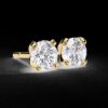 Rose Gold Round Cut Diamond Stud Earrings Made In 18/14/10 KT Gold Studded With Certified Lab Diamonds For The Anniversary And Wedding Gift