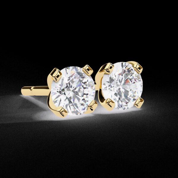 Rose Gold Round Cut Diamond Stud Earrings Made In 18/14/10 KT Gold Studded With Certified Lab Diamonds For The Anniversary And Wedding Gift
