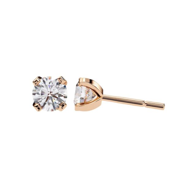 Rose Gold Round Cut Diamond Stud Earrings Made In 18/14/10 KT Gold Studded With Certified Lab Diamonds For The Anniversary And Wedding Gift
