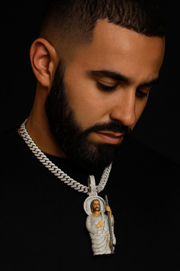 Divine Grace The Jesus Pendant Made In 14/10 KT Gold Studded With VVS Moissanite Diamonds For The Gift On Christmas Or Religious Events