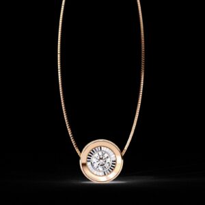 Gold Round Solitaire Diamond Pendant Made In 18 / 14 / 10 KT Gold Embellished With Certified Lab Diamonds For The Anniversary Gift For Her