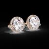 Classic Halo Round-Cut Diamond Stud Earrings Made In 18 14/10KT Gold Studded With Certified Lab Diamond For The Anniversary And Wedding Gift