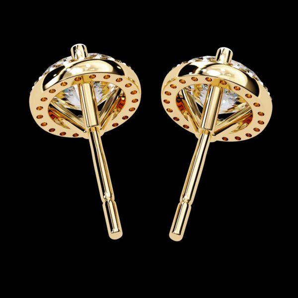 Classic Halo Round-Cut Diamond Stud Earrings Made In 18 14/10KT Gold Studded With Certified Lab Diamond For The Anniversary And Wedding Gift