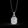 Emerald-Cut Halo Diamond Pendant Made In 18 / 14 / 10 KT Gold Embellished With Certified Lab Diamonds For The Anniversary Gift For Her
