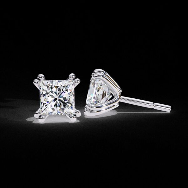 Elegant Princess-Cut Stud Earrings Made In 18 / 14 / 10 KT Gold Studded With Certified Lab Diamond For The Anniversary And Wedding Gift
